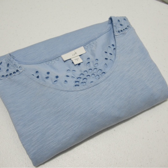 J. Jill Eyelet Bell Sleeve Tunic Top Blue | Size Small - Picture 16 of 16